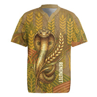 Renenutet  Golden Cobra Rugby Jersey with Wheat Motif in Egyptian Agricultural Theme