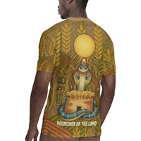 Renenutet  Golden Cobra Rugby Jersey with Wheat Motif in Egyptian Agricultural Theme