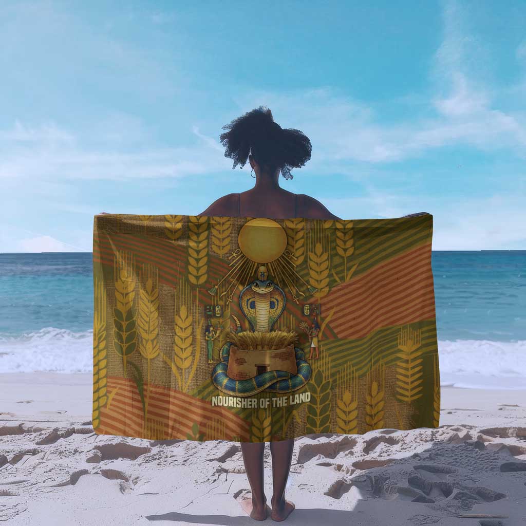 Renenutet  Golden Cobra Sarong with Wheat Motif in Egyptian Agricultural Theme