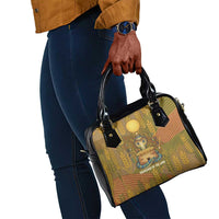 Renenutet  Golden Cobra Shoulder Handbag with Wheat Motif in Egyptian Agricultural Theme