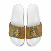 Renenutet  Golden Cobra Slide Sandals with Wheat Motif in Egyptian Agricultural Theme