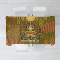 Renenutet  Golden Cobra Tablecloth with Wheat Motif in Egyptian Agricultural Theme