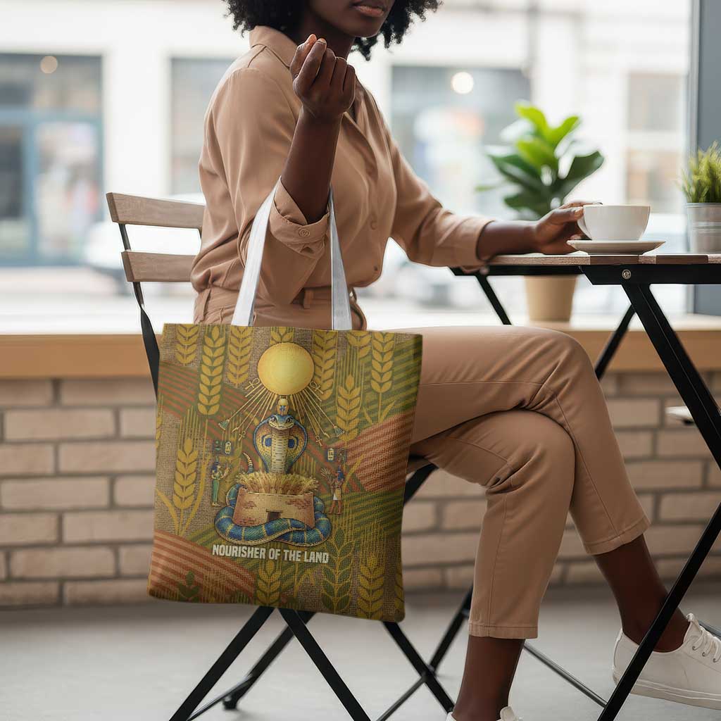 Renenutet  Golden Cobra Tote Bag with Wheat Motif in Egyptian Agricultural Theme