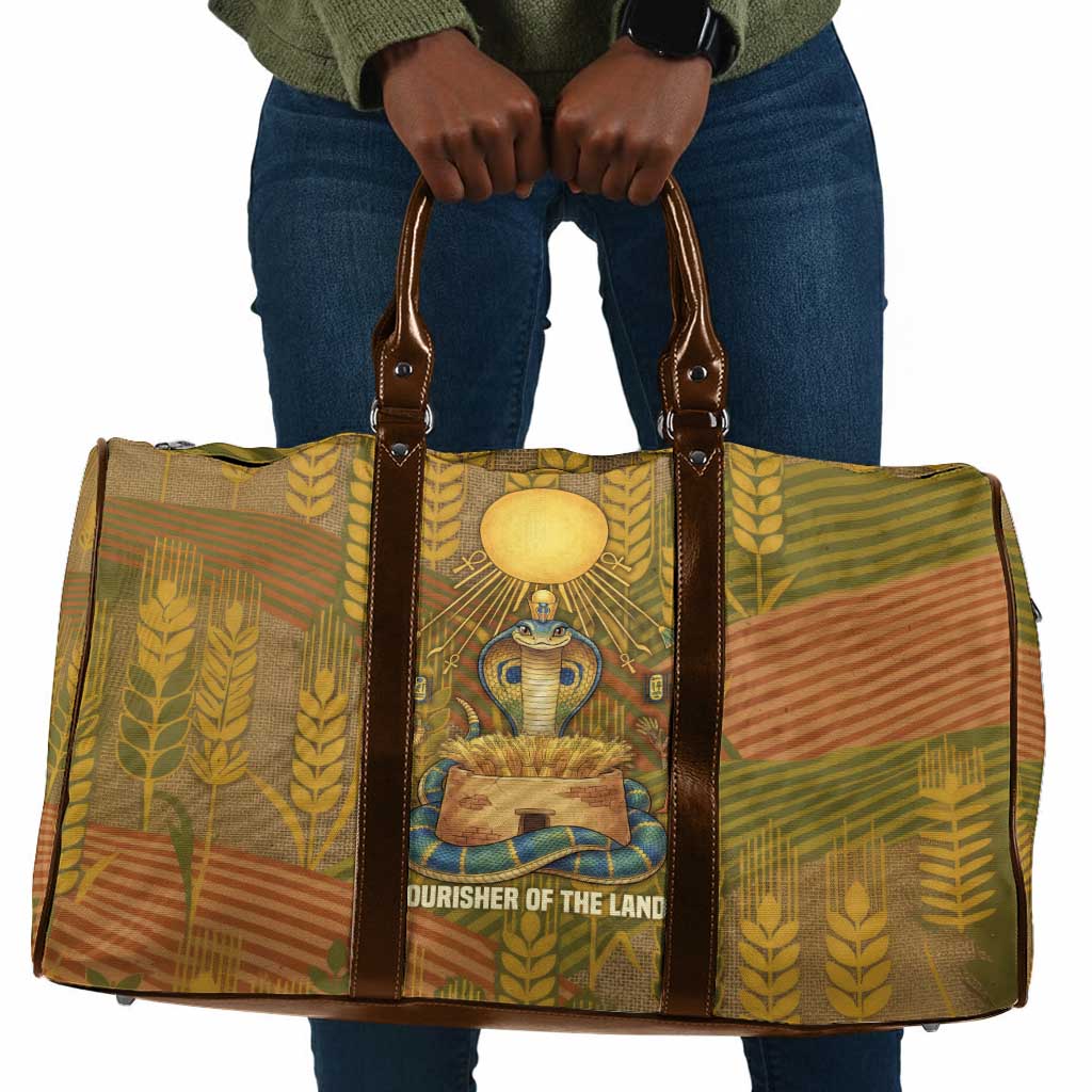 Renenutet  Golden Cobra Travel Bag with Wheat Motif in Egyptian Agricultural Theme