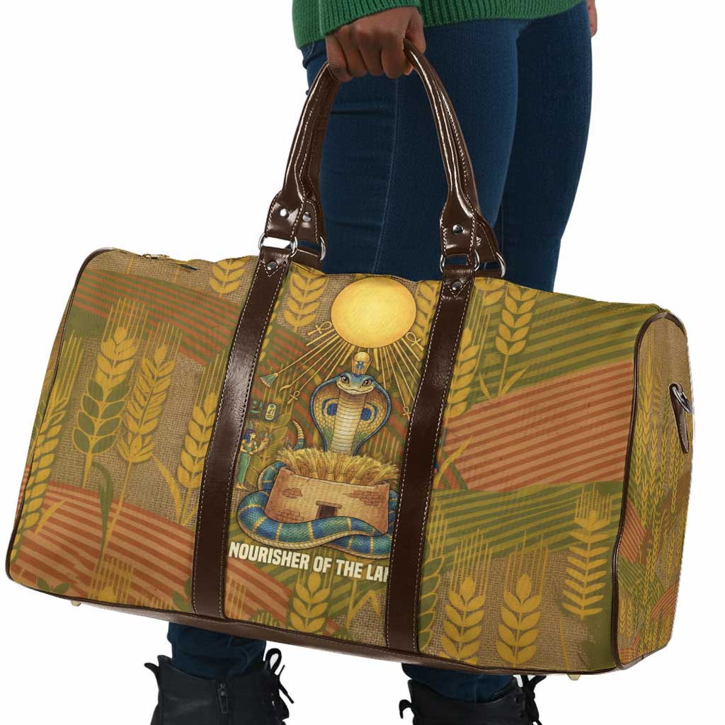 Renenutet  Golden Cobra Travel Bag with Wheat Motif in Egyptian Agricultural Theme