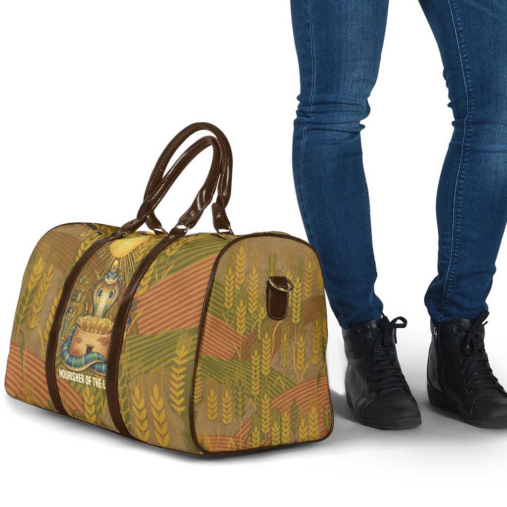 Renenutet  Golden Cobra Travel Bag with Wheat Motif in Egyptian Agricultural Theme