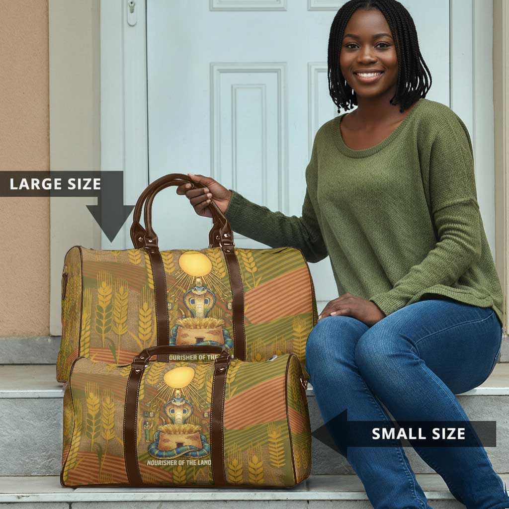 Renenutet  Golden Cobra Travel Bag with Wheat Motif in Egyptian Agricultural Theme
