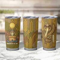 Renenutet  Golden Cobra Tumbler Cup with Wheat Motif in Egyptian Agricultural Theme