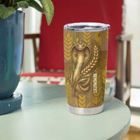 Renenutet  Golden Cobra Tumbler Cup with Wheat Motif in Egyptian Agricultural Theme