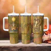 Renenutet  Golden Cobra Tumbler With Handle with Wheat Motif in Egyptian Agricultural Theme