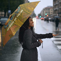 Renenutet  Golden Cobra Umbrella with Wheat Motif in Egyptian Agricultural Theme