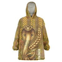 Renenutet  Golden Cobra Wearable Blanket Hoodie with Wheat Motif in Egyptian Agricultural Theme