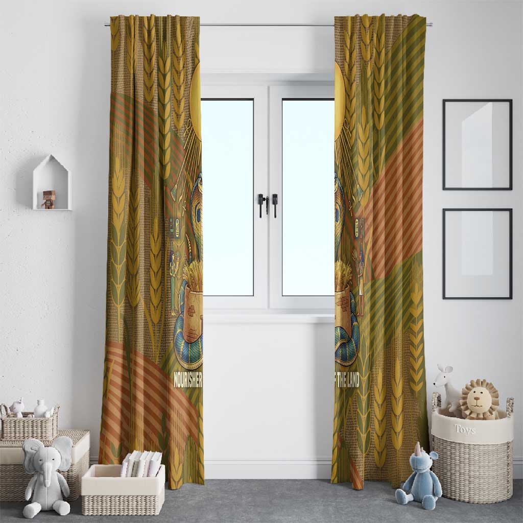 Renenutet  Golden Cobra Window Curtain with Wheat Motif in Egyptian Agricultural Theme
