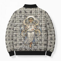 Renenutet Bomber Puffer Jacket with Bread Ring and Eye of Horus in Egyptian Nourishment