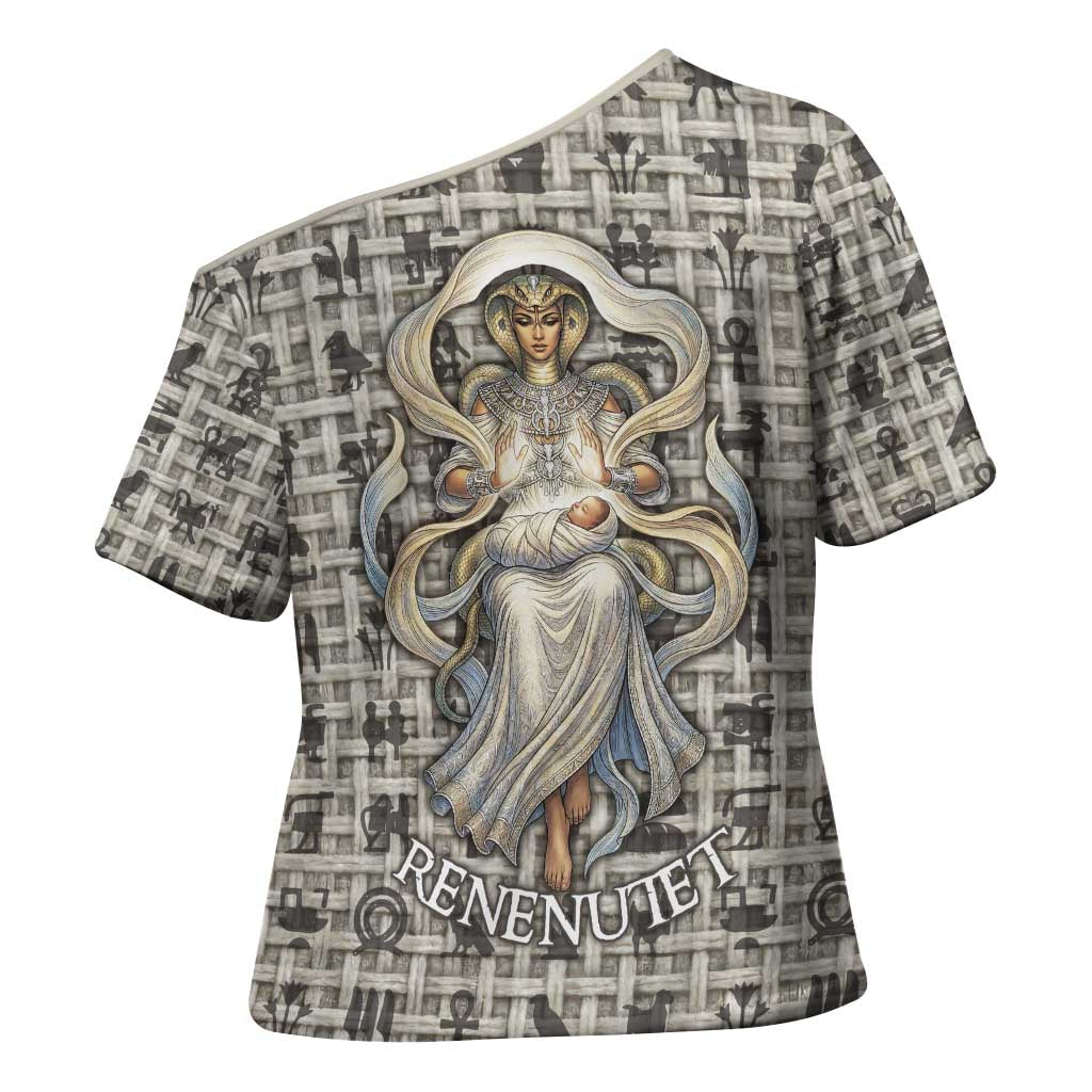 Renenutet Cross Shoulder Shirt with Bread Ring and Eye of Horus in Egyptian Nourishment