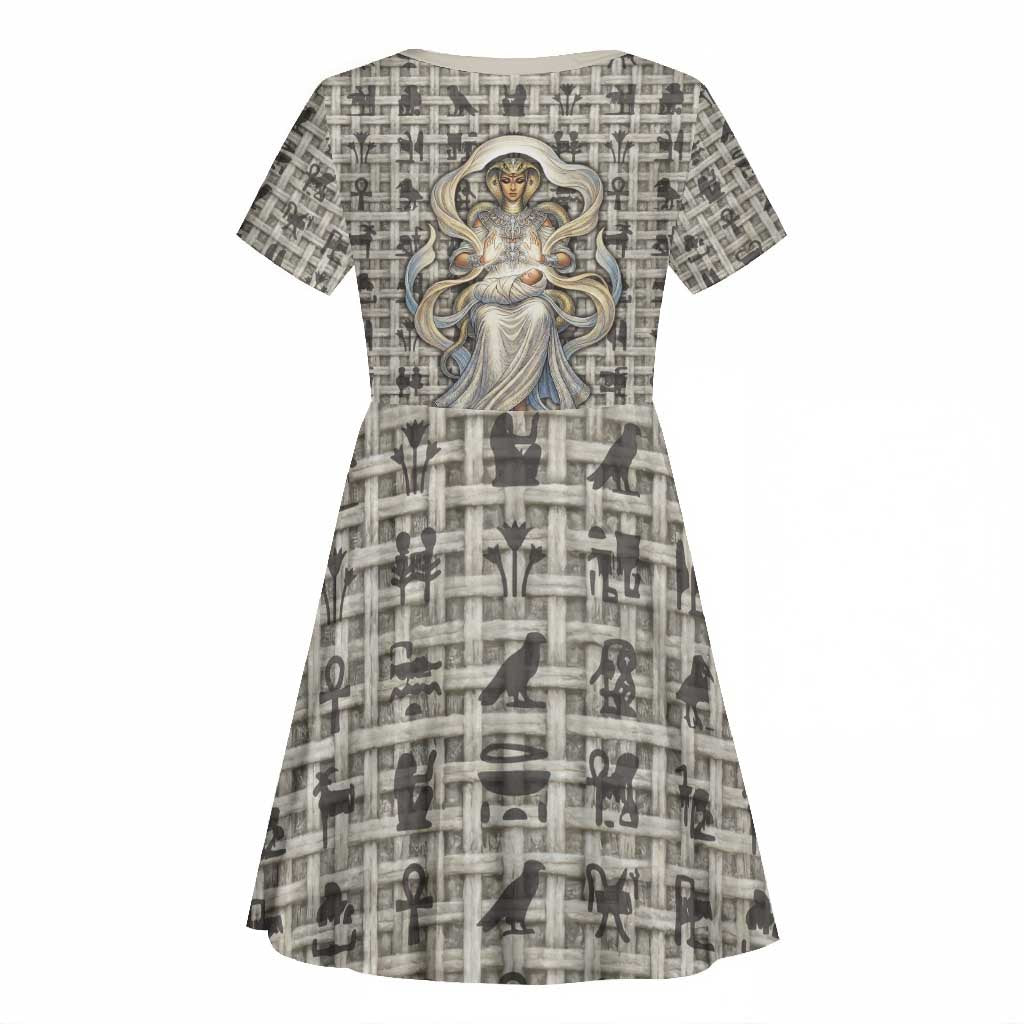 Renenutet Kid Short Sleeve Dress with Bread Ring and Eye of Horus in Egyptian Nourishment