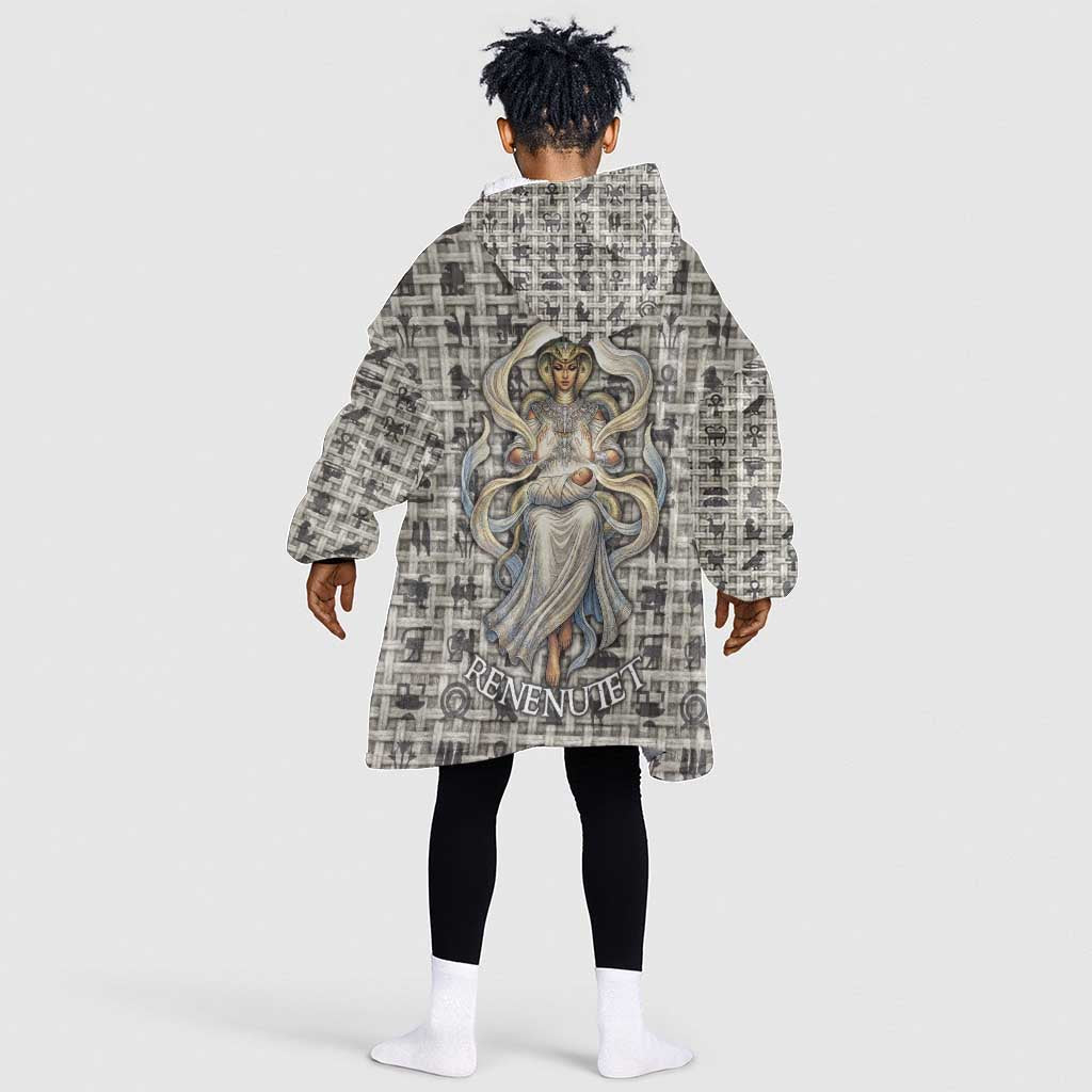 Renenutet Kid Wearable Blanket Hoodie with Bread Ring and Eye of Horus in Egyptian Nourishment