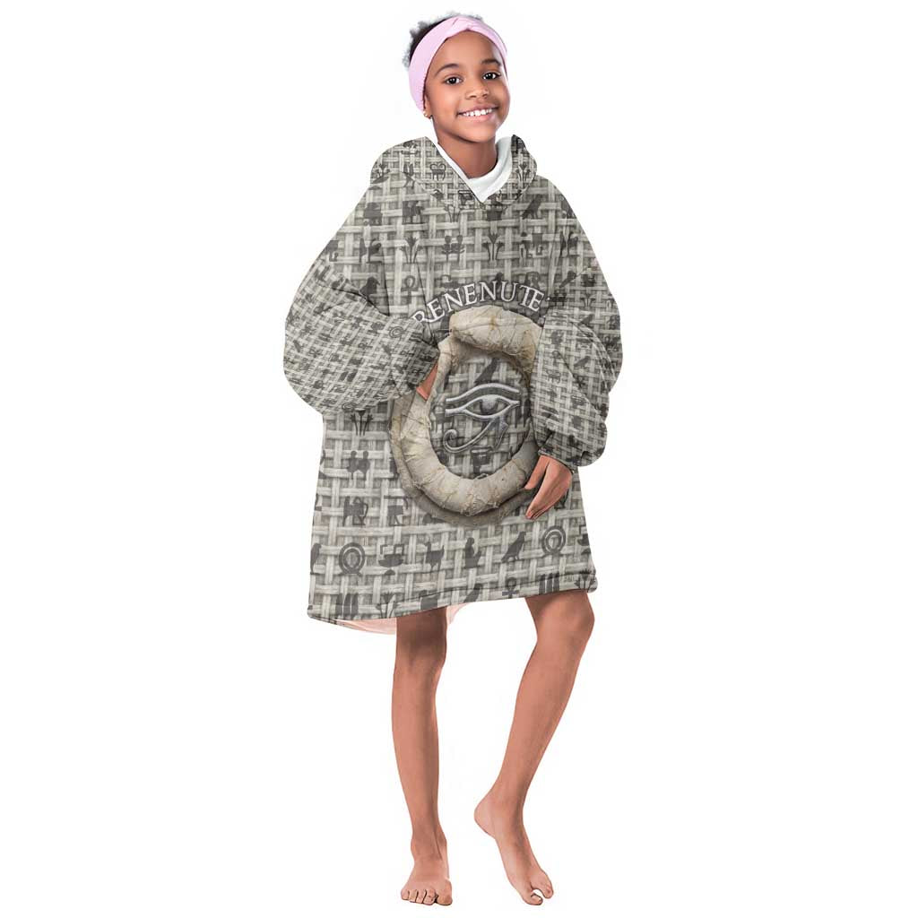 Renenutet Kid Wearable Blanket Hoodie with Bread Ring and Eye of Horus in Egyptian Nourishment