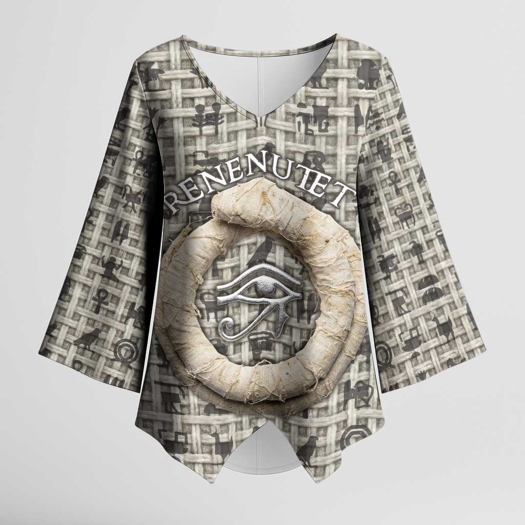 Renenutet Kimono Sleeve Blouse with Bread Ring and Eye of Horus in Egyptian Nourishment