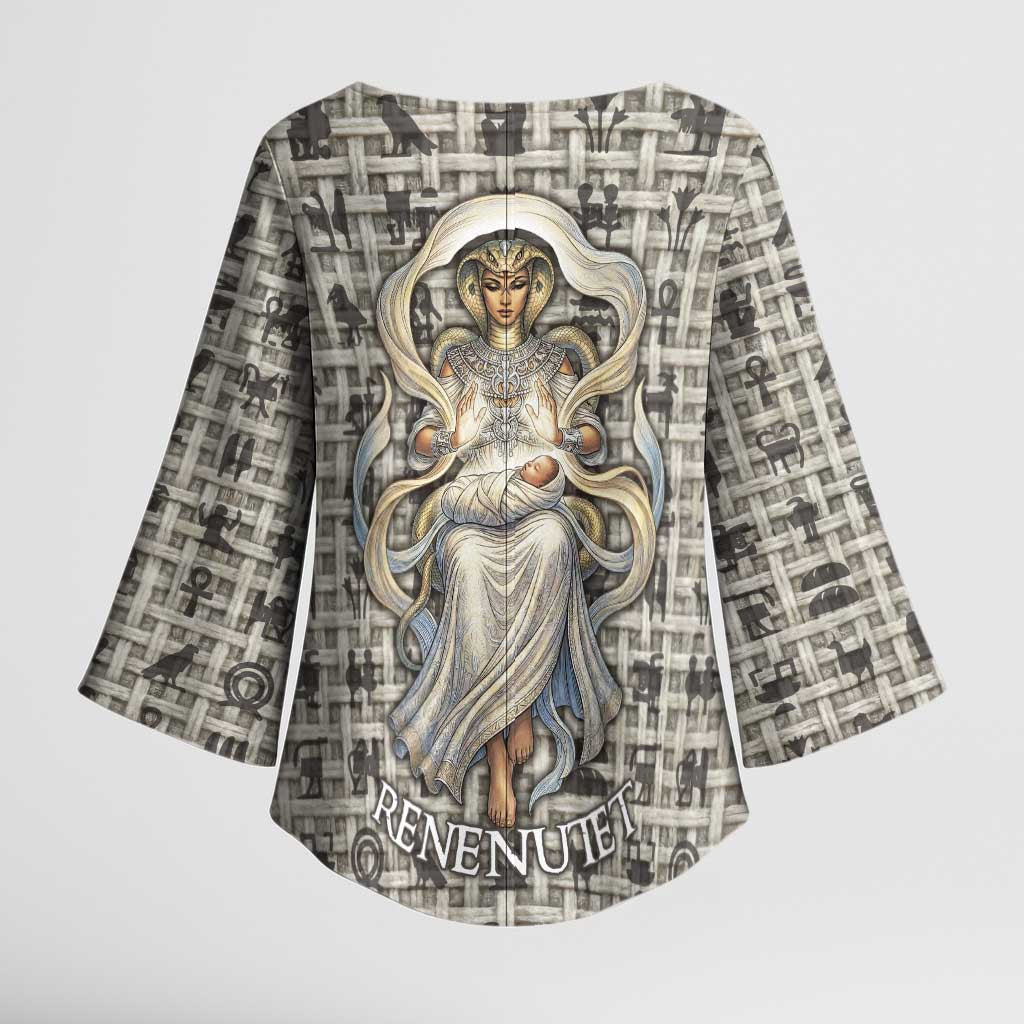 Renenutet Kimono Sleeve Blouse with Bread Ring and Eye of Horus in Egyptian Nourishment