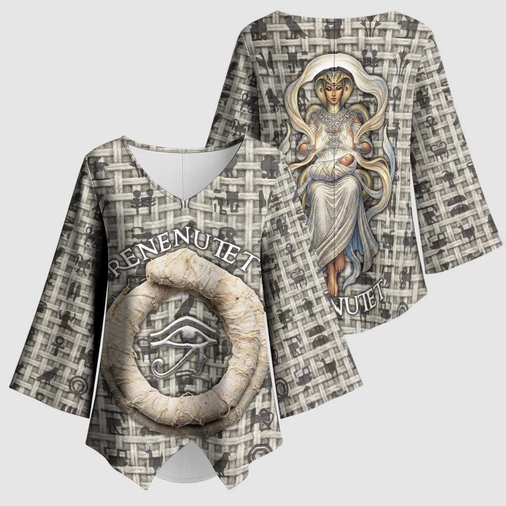 Renenutet Kimono Sleeve Blouse with Bread Ring and Eye of Horus in Egyptian Nourishment