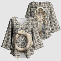 Renenutet Kimono Sleeve Blouse with Bread Ring and Eye of Horus in Egyptian Nourishment