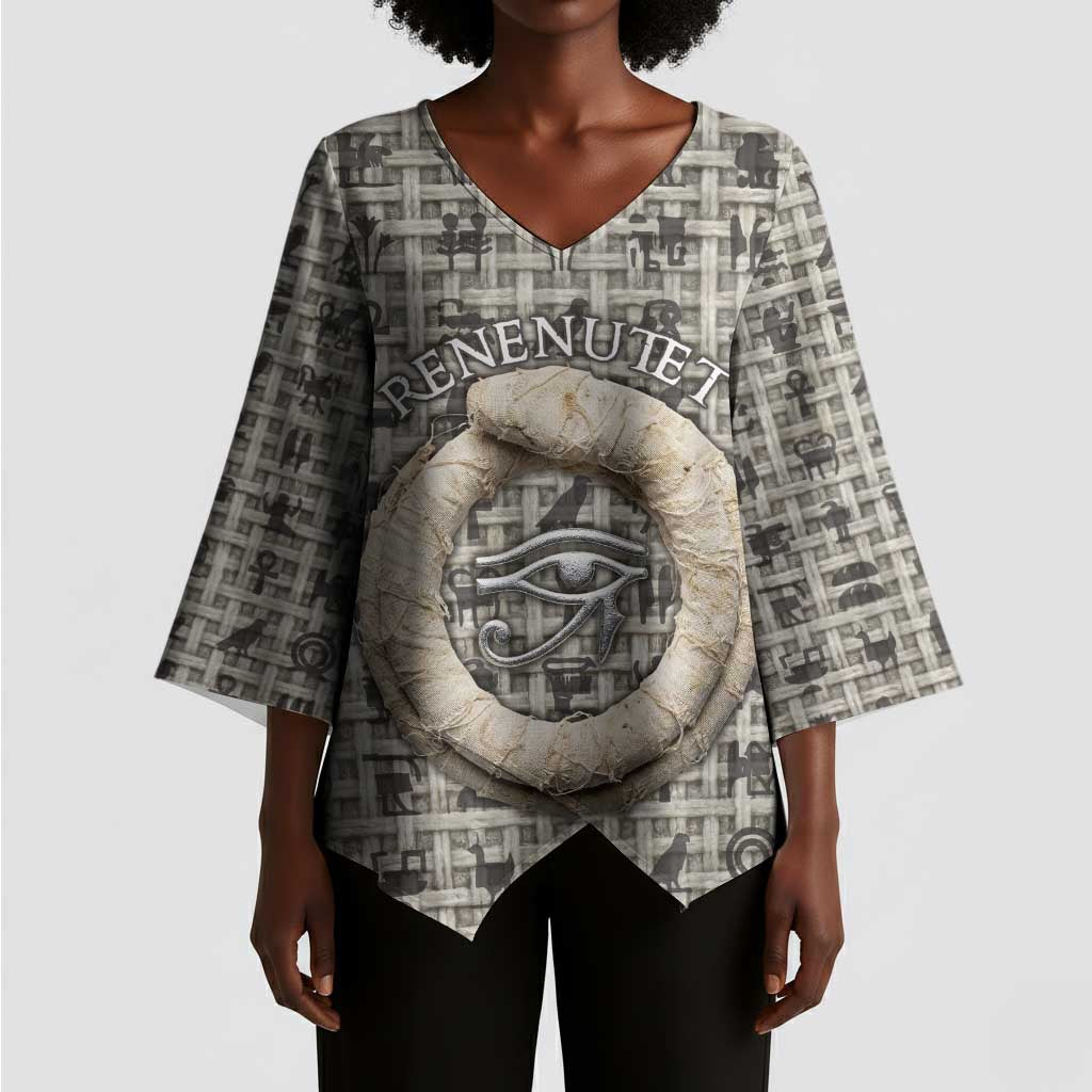 Renenutet Kimono Sleeve Blouse with Bread Ring and Eye of Horus in Egyptian Nourishment