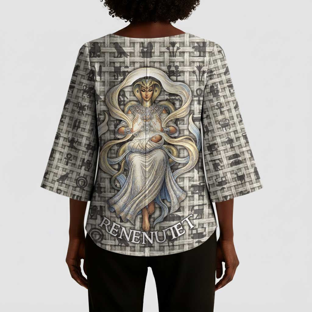 Renenutet Kimono Sleeve Blouse with Bread Ring and Eye of Horus in Egyptian Nourishment