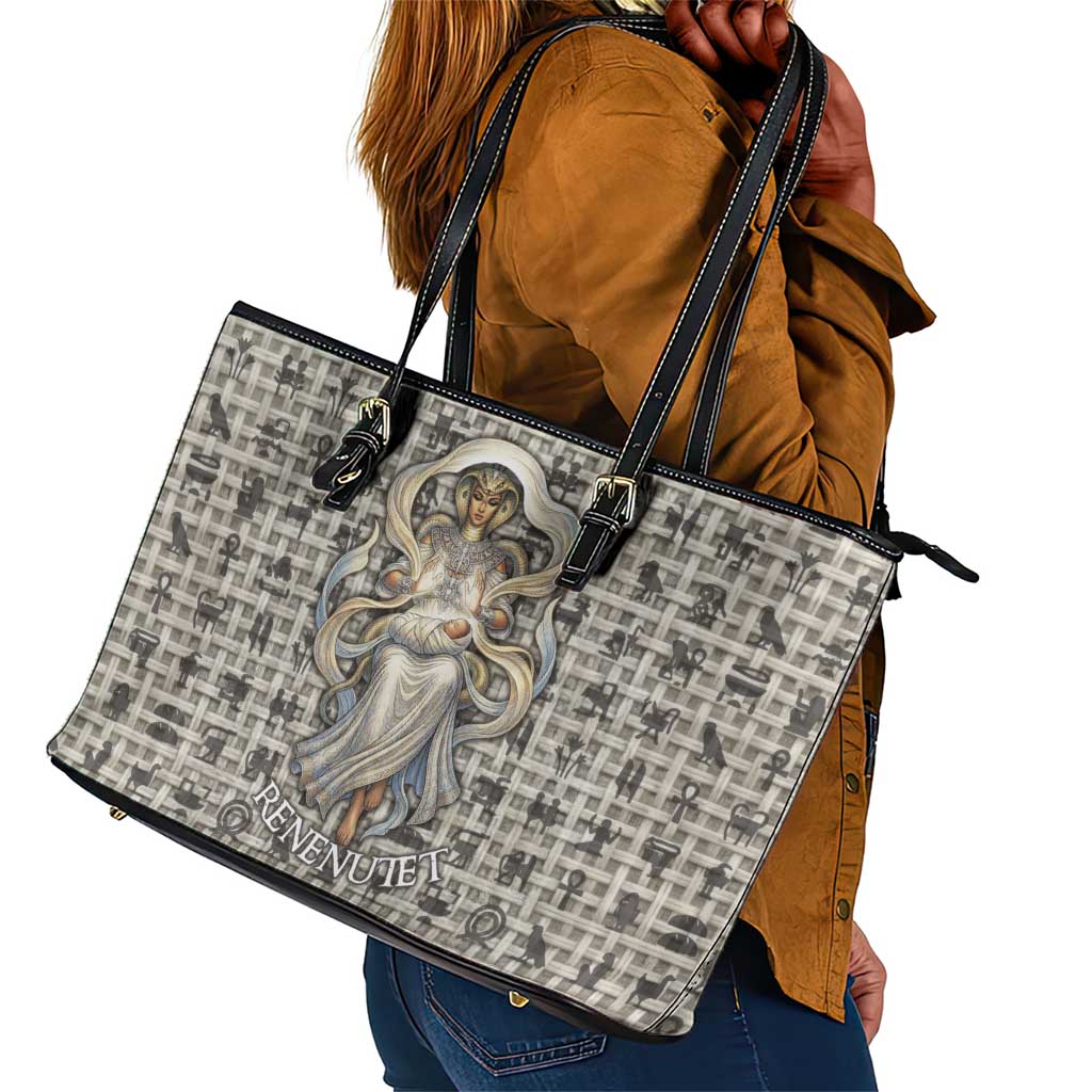 Renenutet Leather Tote Bag with Bread Ring and Eye of Horus in Egyptian Nourishment