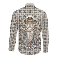 Renenutet Long Sleeve Button Shirt with Bread Ring and Eye of Horus in Egyptian Nourishment