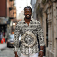 Renenutet Long Sleeve Button Shirt with Bread Ring and Eye of Horus in Egyptian Nourishment