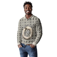Renenutet Long Sleeve Polo Shirt with Bread Ring and Eye of Horus in Egyptian Nourishment