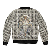 Renenutet Sleeve Zip Bomber Jacket with Bread Ring and Eye of Horus in Egyptian Nourishment
