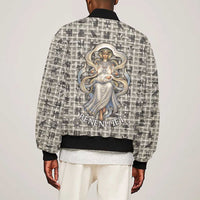 Renenutet Sleeve Zip Bomber Jacket with Bread Ring and Eye of Horus in Egyptian Nourishment