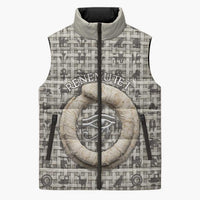 Renenutet Sleeveless Puffer Jacket with Bread Ring and Eye of Horus in Egyptian Nourishment