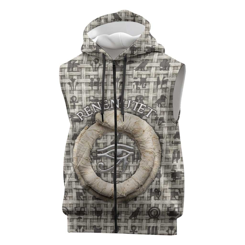 Renenutet Sleeveless Zip Hoodie with Bread Ring and Eye of Horus in Egyptian Nourishment