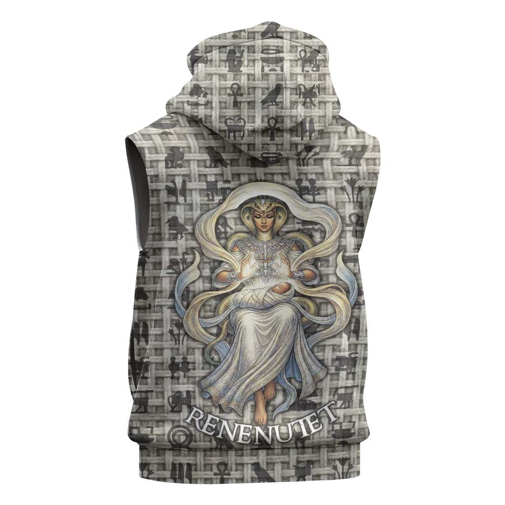 Renenutet Sleeveless Zip Hoodie with Bread Ring and Eye of Horus in Egyptian Nourishment
