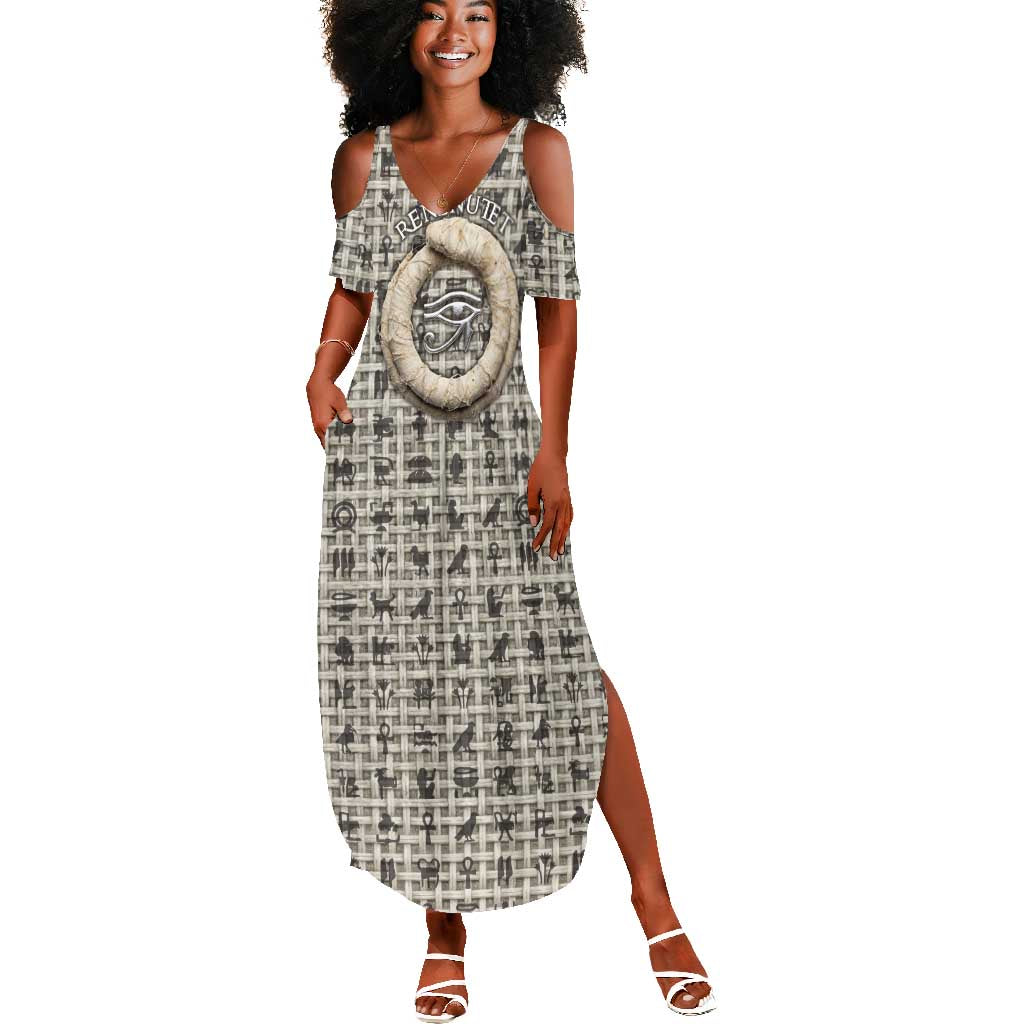 Renenutet Summer Maxi Dress with Bread Ring and Eye of Horus in Egyptian Nourishment