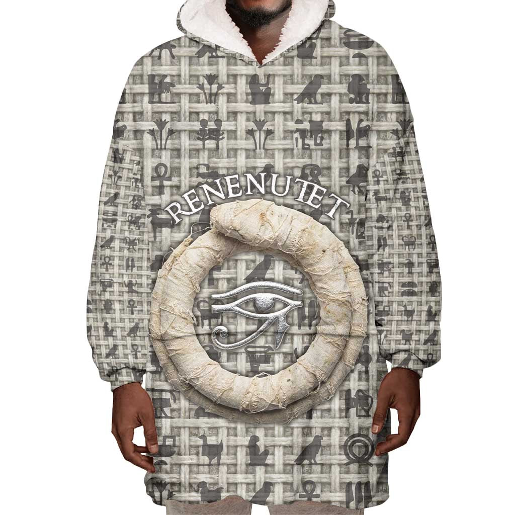Renenutet Wearable Blanket Hoodie with Bread Ring and Eye of Horus in Egyptian Nourishment