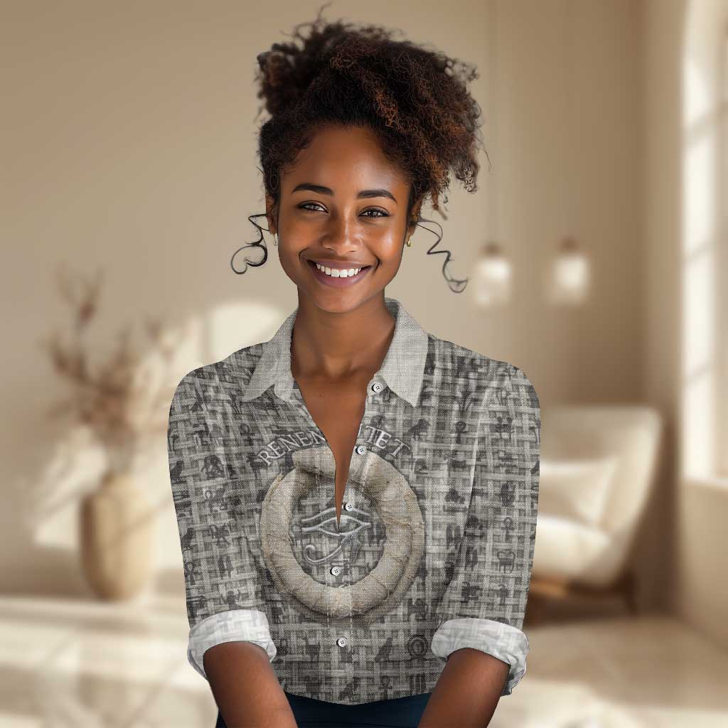 Renenutet Women Casual Shirt with Bread Ring and Eye of Horus in Egyptian Nourishment