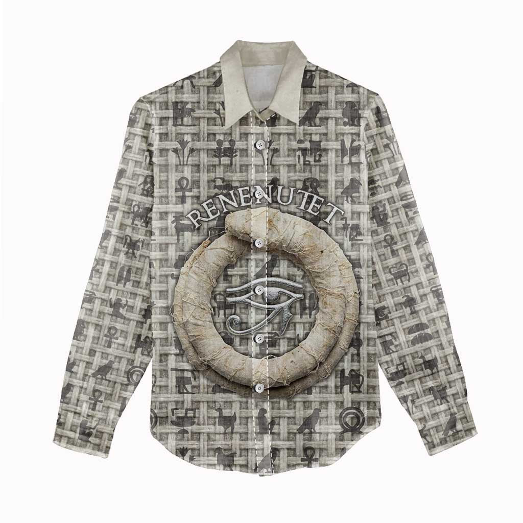 Renenutet Women Casual Shirt with Bread Ring and Eye of Horus in Egyptian Nourishment