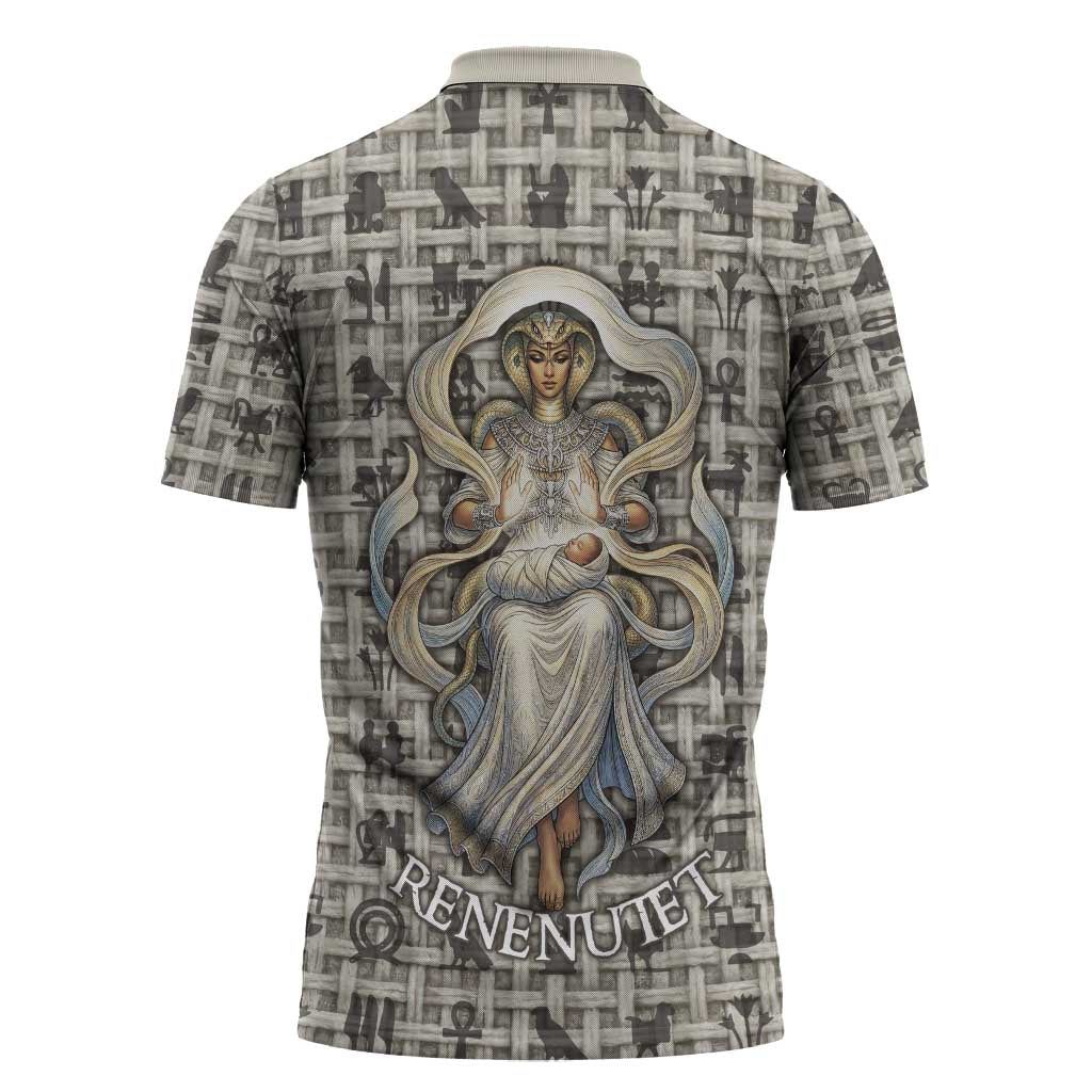 Renenutet Zipper Polo Shirt with Bread Ring and Eye of Horus in Egyptian Nourishment