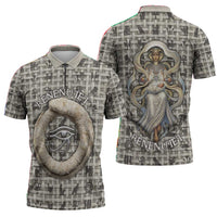 Renenutet Zipper Polo Shirt with Bread Ring and Eye of Horus in Egyptian Nourishment