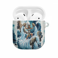 Satis Water Torrent AirPods Case with Egyptian Flood Symbolism in Oceanic Blue Tones