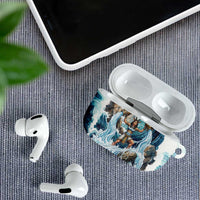 Satis Water Torrent AirPods Case with Egyptian Flood Symbolism in Oceanic Blue Tones