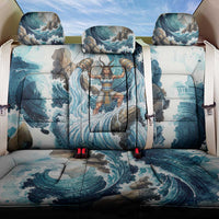 Satis Water Torrent Back Car Seat Cover with Egyptian Flood Symbolism in Oceanic Blue Tones