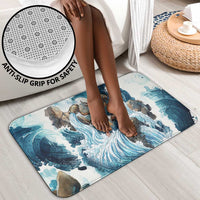 Satis Water Torrent Bathroom Set with Egyptian Flood Symbolism in Oceanic Blue Tones