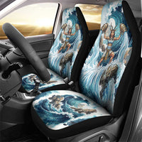 Satis Water Torrent Car Seat Cover with Egyptian Flood Symbolism in Oceanic Blue Tones