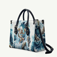 Satis Water Torrent Leather Bag with Egyptian Flood Symbolism in Oceanic Blue Tones