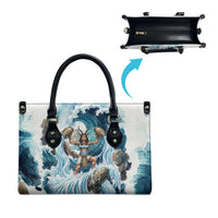 Satis Water Torrent Leather Bag with Egyptian Flood Symbolism in Oceanic Blue Tones